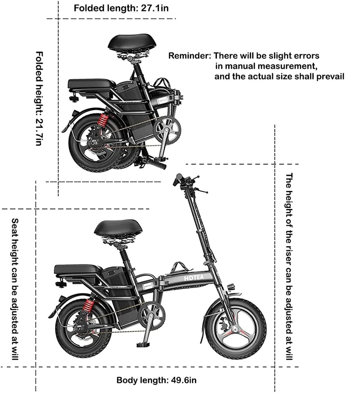 BRISEZZS Folding Electric Bicycle, 350W High-Speed 33km/h Motor, 48V Bettery Rechargeable Electric Urban Commuter Bike Suitable for Adults and Teenagers