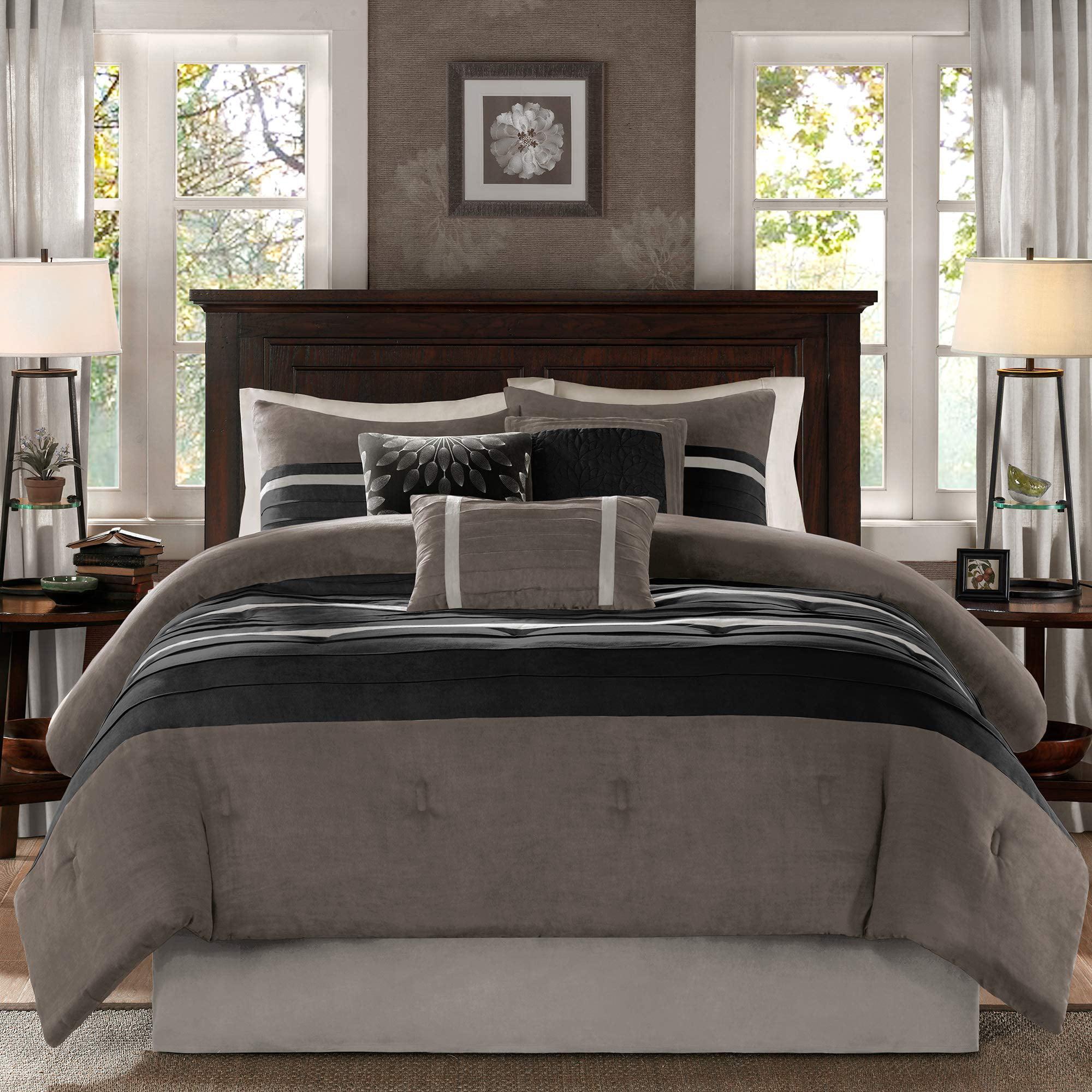 Gracie Mills Palmer 7 Piece Comforter Set, Full, Black/Gray - MP10-2585