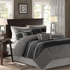 Gracie Mills Palmer 7 Piece Comforter Set, Full, Black/Gray - MP10-2585