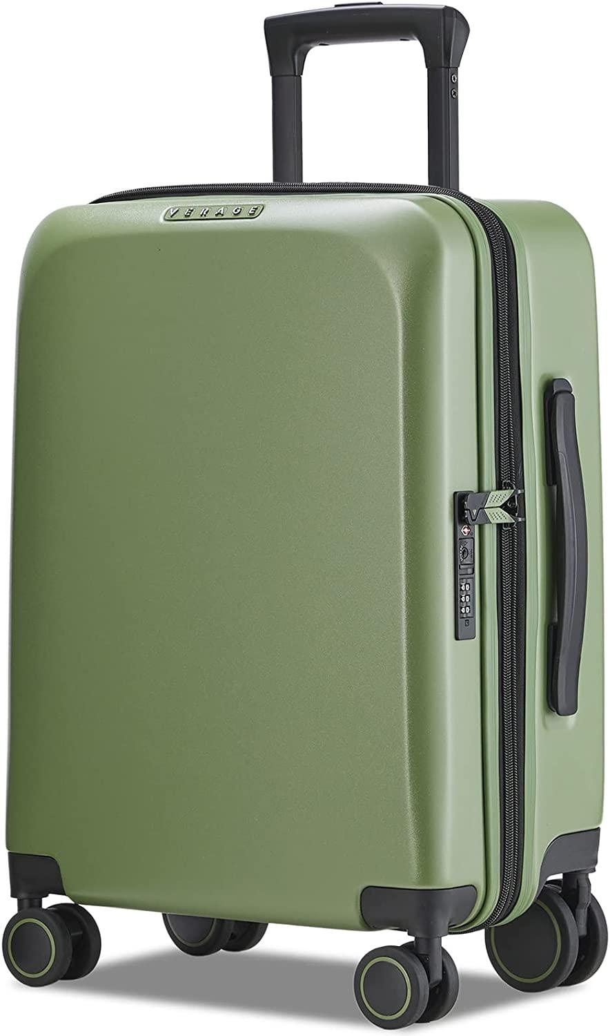 land Carry On Luggage with X-Large Spinner Wheels, Expandable Hardside Travel Luggage, Rolling Suitcase TSA Approved (20-Inch, Green)