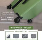 land Carry On Luggage with X-Large Spinner Wheels, Expandable Hardside Travel Luggage, Rolling Suitcase TSA Approved (20-Inch, Green)