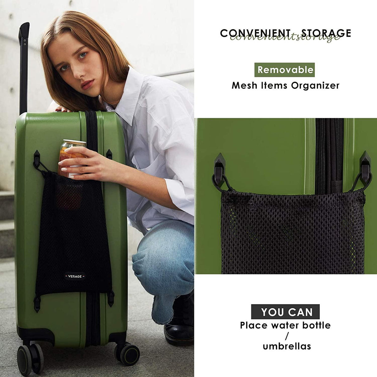 land Carry On Luggage with X-Large Spinner Wheels, Expandable Hardside Travel Luggage, Rolling Suitcase TSA Approved (20-Inch, Green)