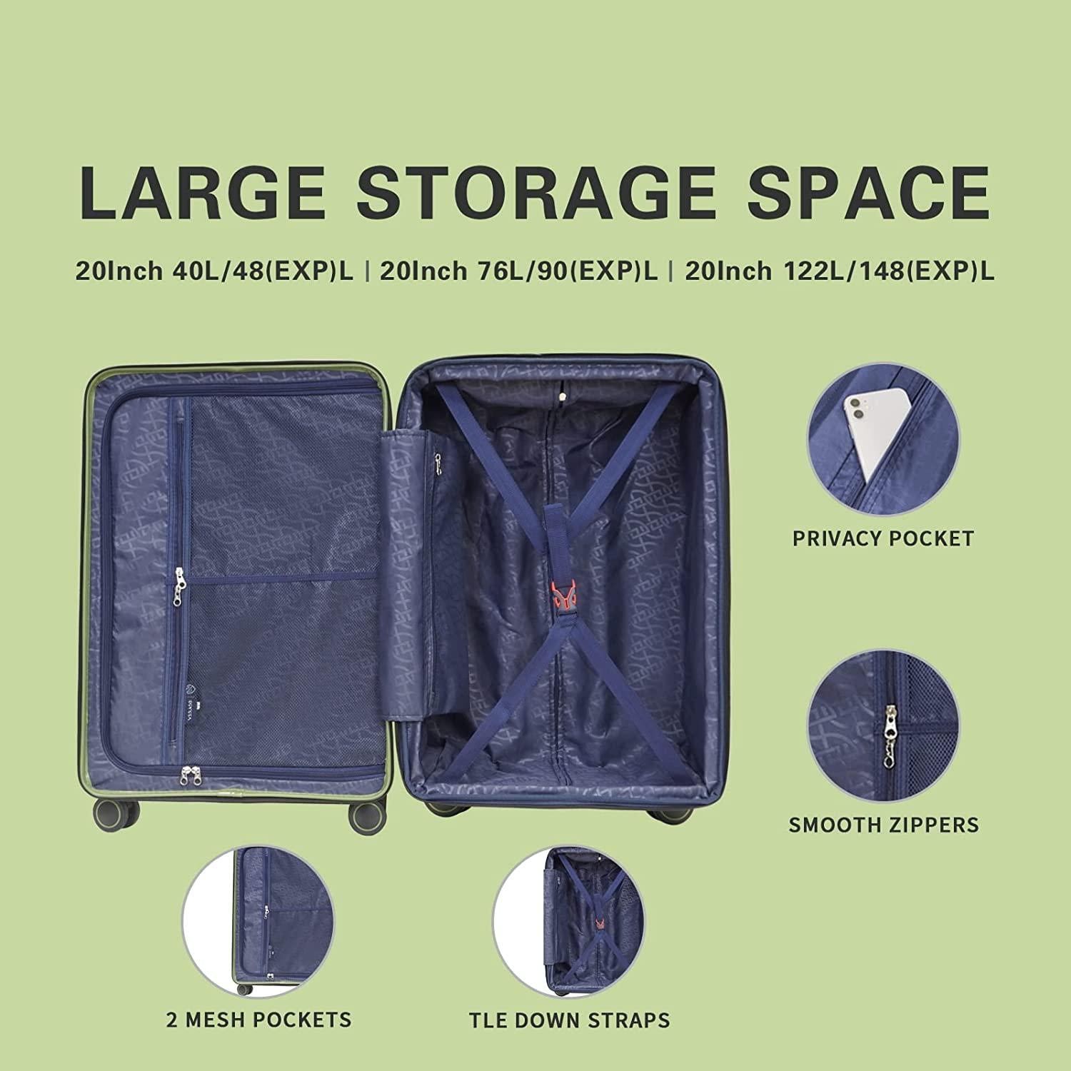 land Carry On Luggage with X-Large Spinner Wheels, Expandable Hardside Travel Luggage, Rolling Suitcase TSA Approved (20-Inch, Green)