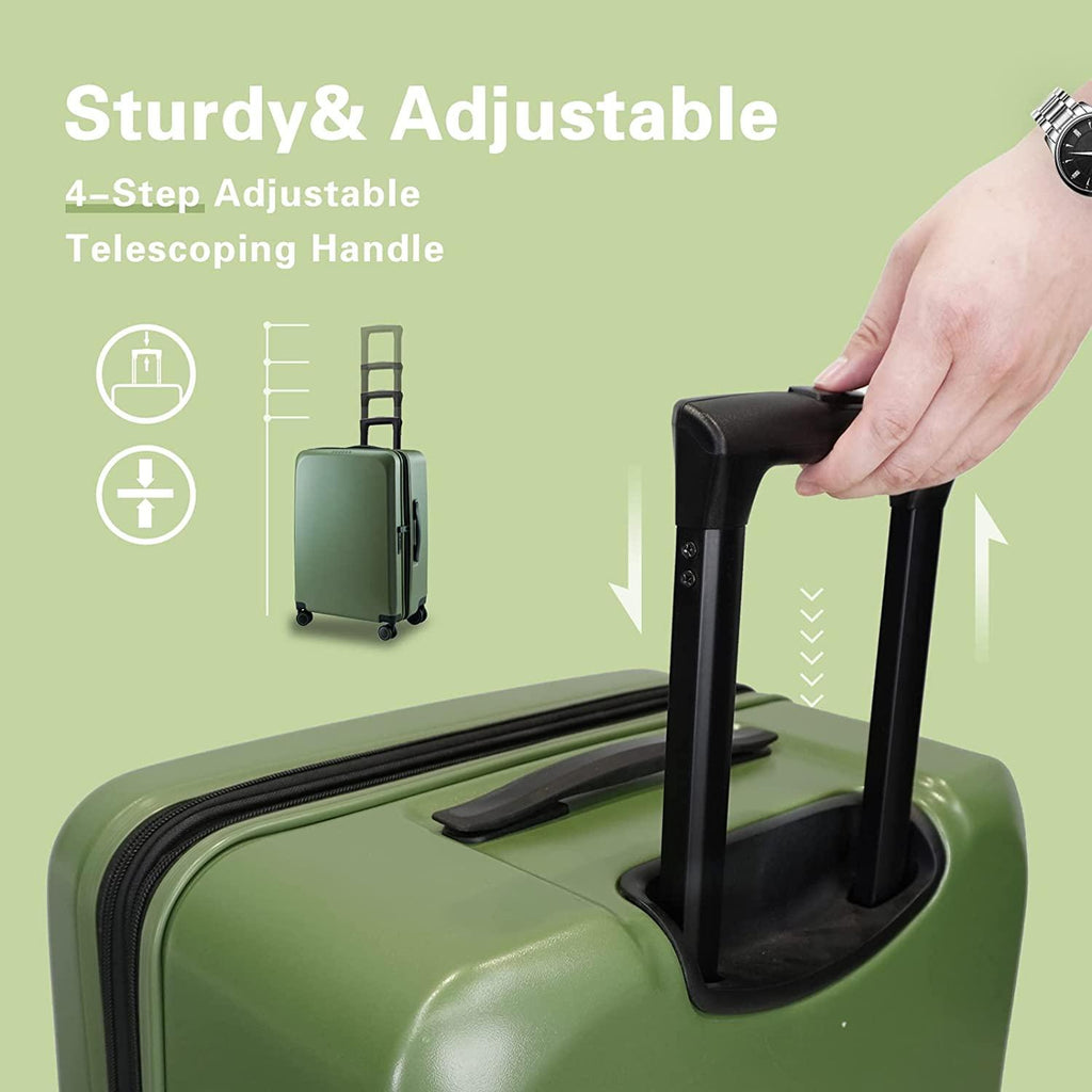 land Carry On Luggage with X-Large Spinner Wheels, Expandable Hardside Travel Luggage, Rolling Suitcase TSA Approved (20-Inch, Green)