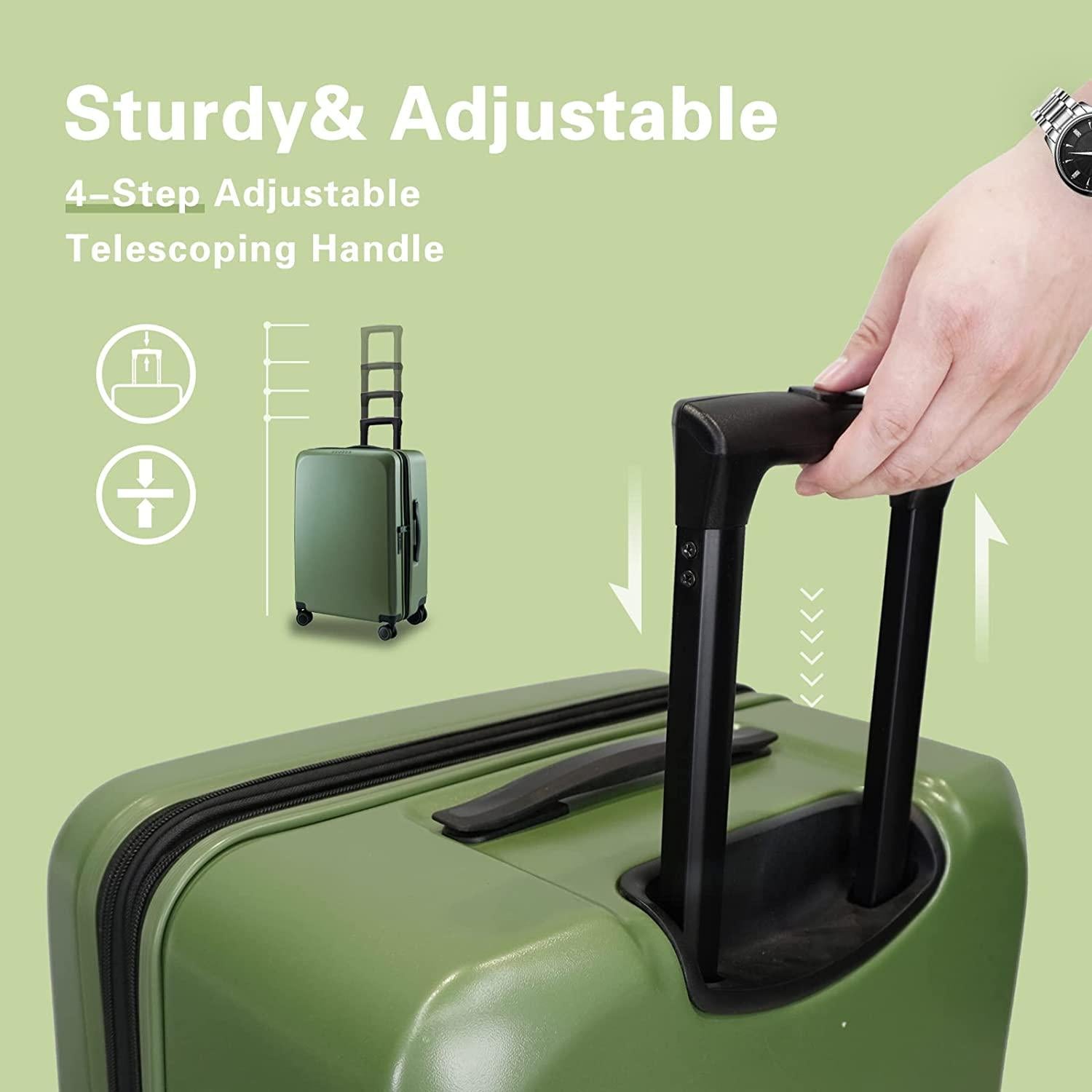 land Carry On Luggage with X-Large Spinner Wheels, Expandable Hardside Travel Luggage, Rolling Suitcase TSA Approved (20-Inch, Green)