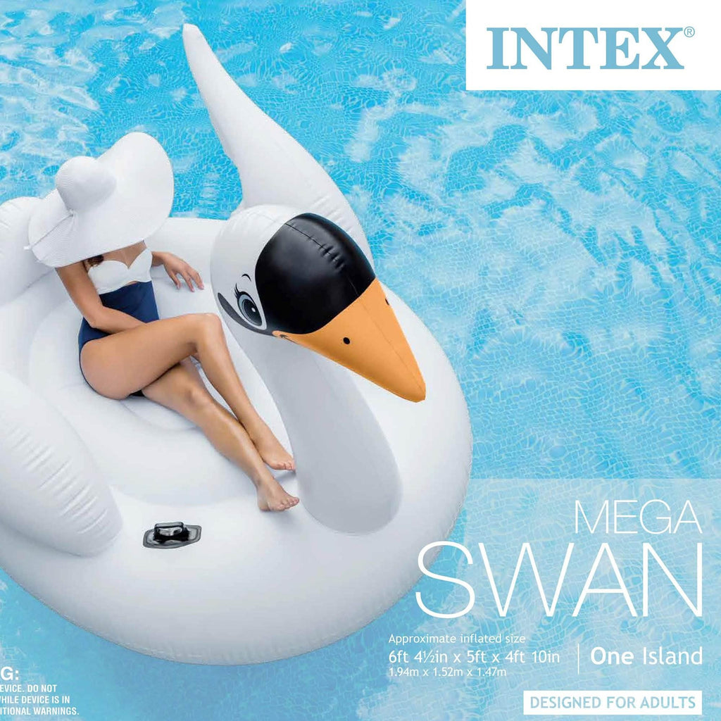 Giant White Mega Swan Inflatable Swimming Pool Toy Float Ride On (3 Pack)