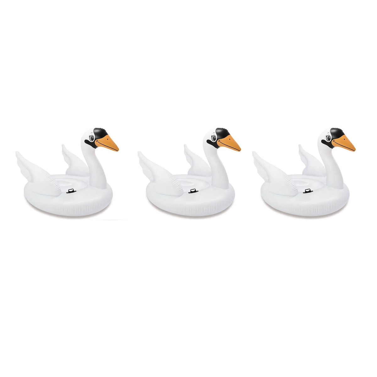 Giant White Mega Swan Inflatable Swimming Pool Toy Float Ride On (3 Pack)