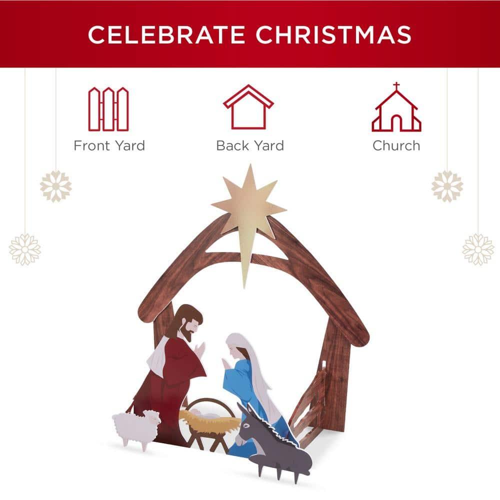 48 in. Christmas Outdoor Nativity Scene, Weather-Resistant Yard Decor