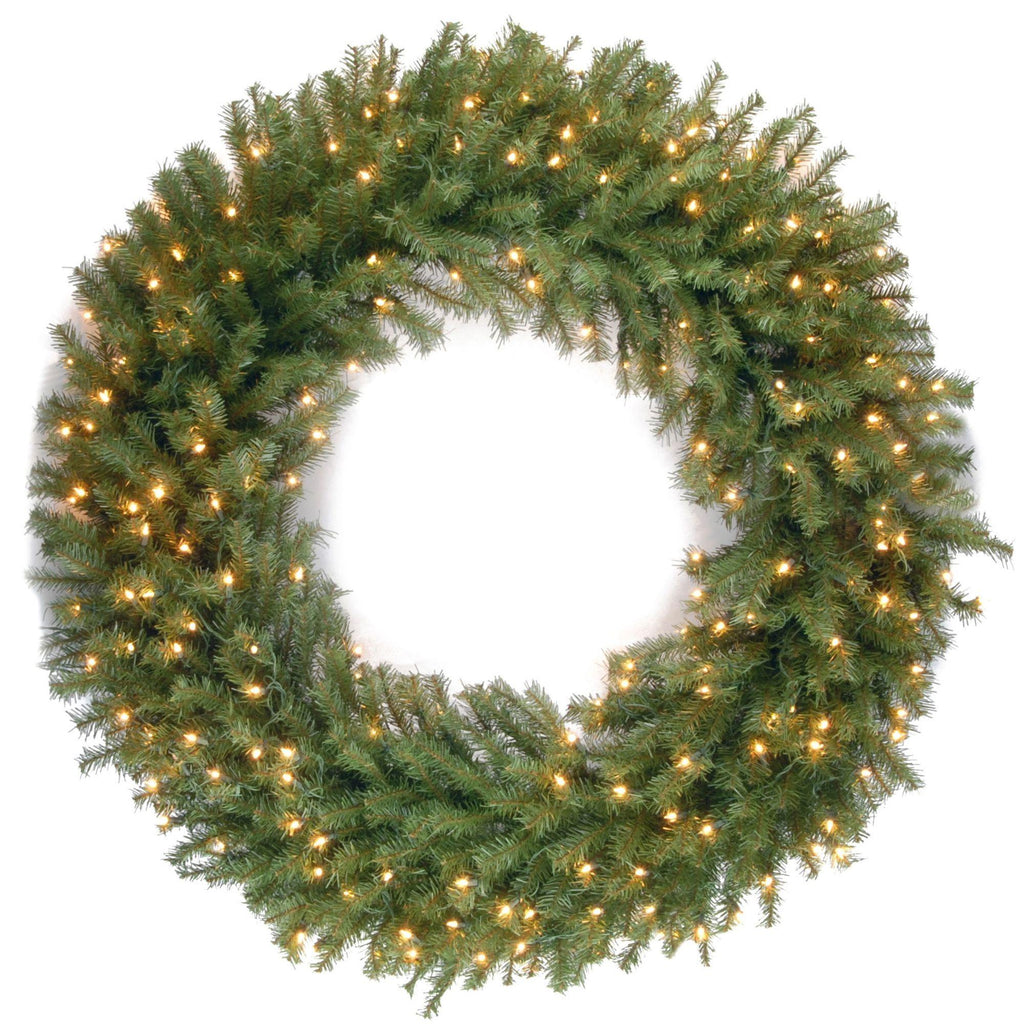 Pre-Lit Norwood Fir Battery Operated Artificial Christmas Wreath - 48-Inch, Warm White Lights
