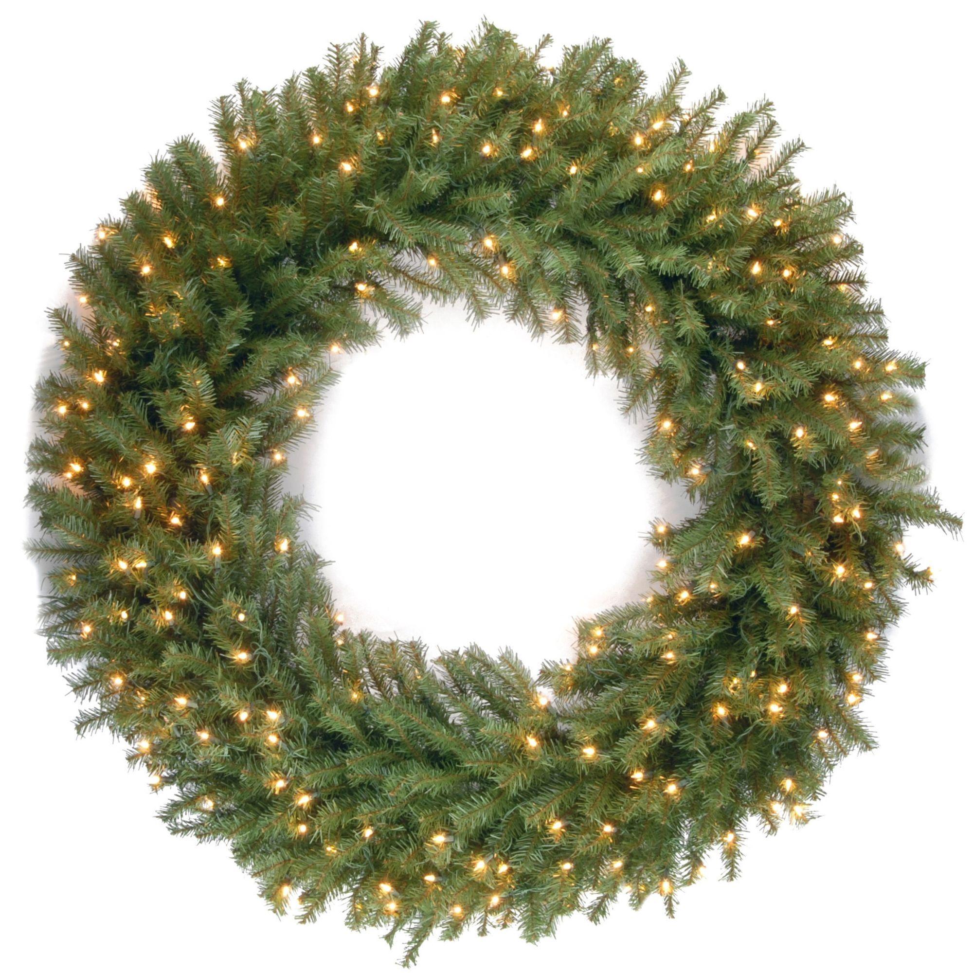 Pre-Lit Norwood Fir Battery Operated Artificial Christmas Wreath - 48-Inch, Warm White Lights