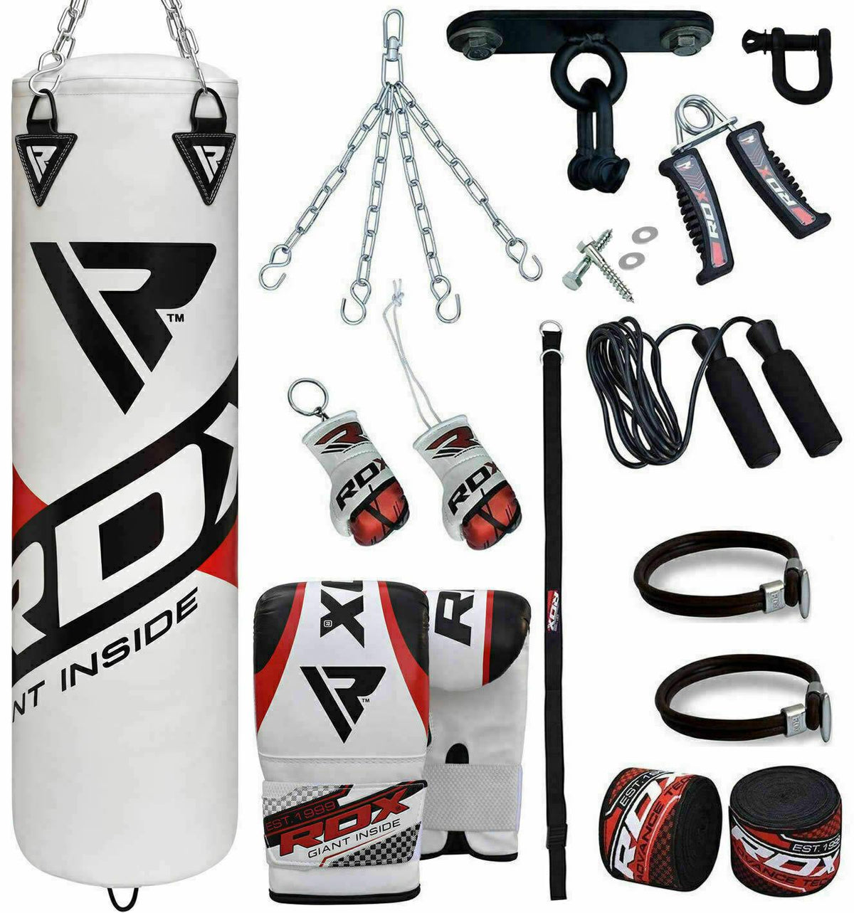 RDX Punching Bag for Boxing Training, 5ft 4ft Filled Heavy Bag Set with Punching Gloves, Chain, Ceiling Hook, 13pc for Grappling, MMA, Kickboxing, Muay Thai, Karate, BJJ,Taekwondo
