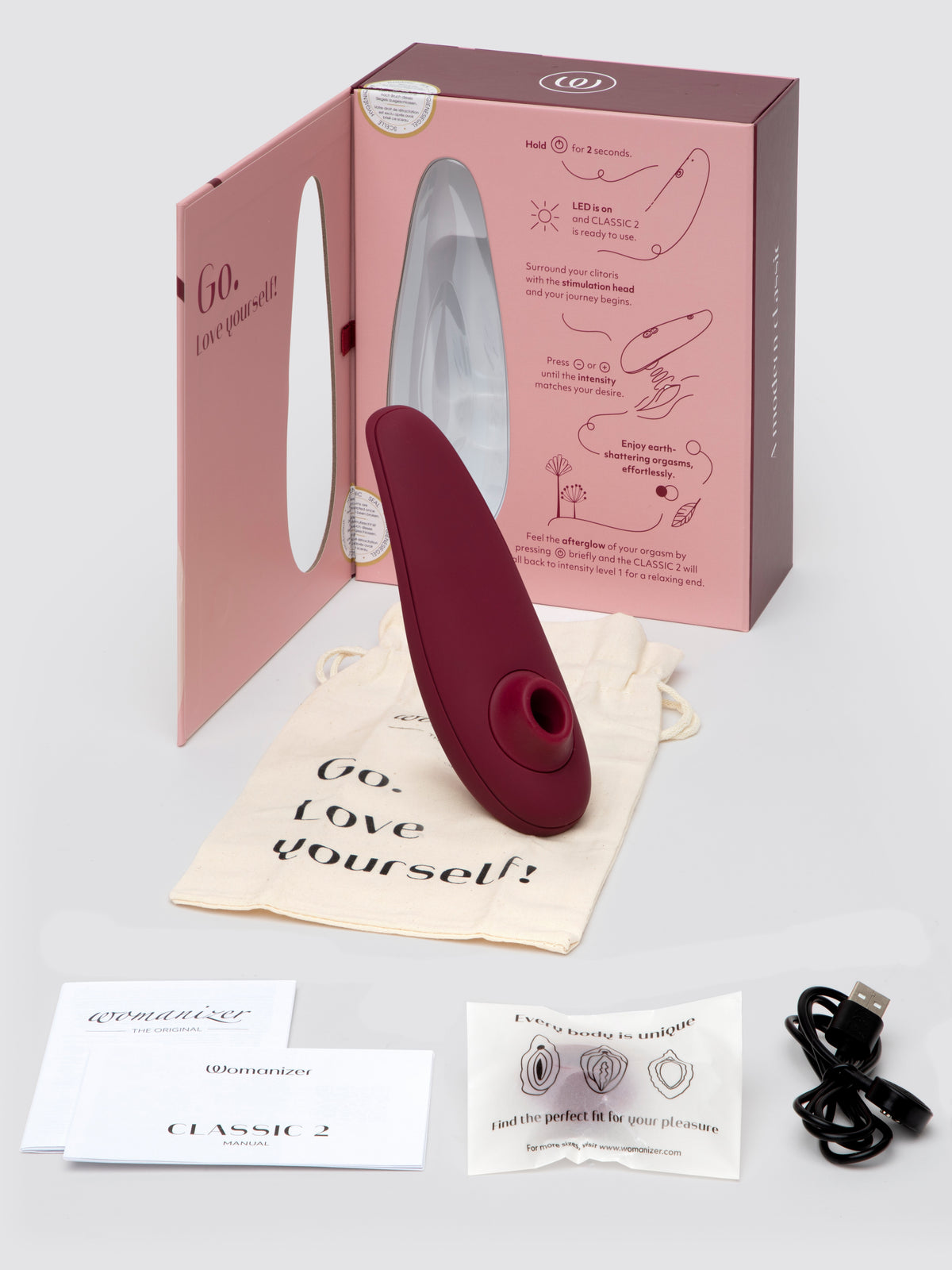 Womanizer Classic 2 Rechargeable Clitoral Suction Stimulator, Red | Red