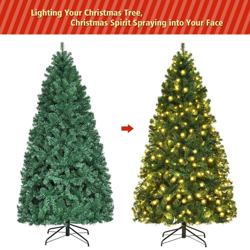 7 ft. Pre-Lit PVC Hinged Artificial Christmas Tree with 300 LED Lights
