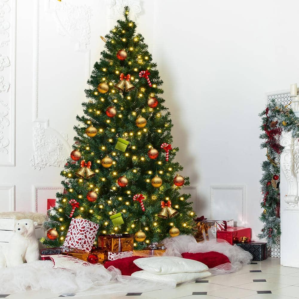 7 ft. Pre-Lit PVC Hinged Artificial Christmas Tree with 300 LED Lights