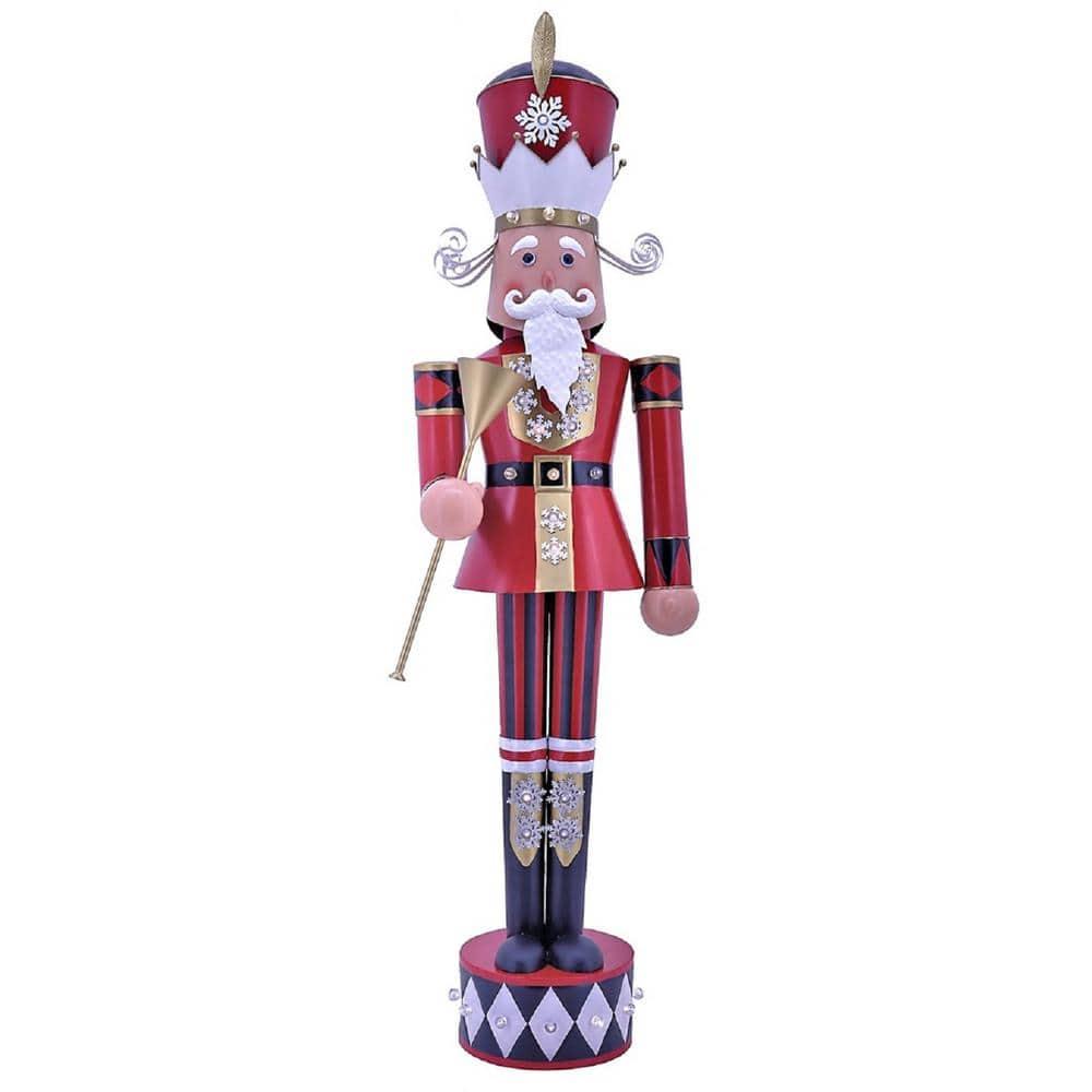 61 in. Tall Iron Christmas Nutcracker David with Trumpet and LED Lights