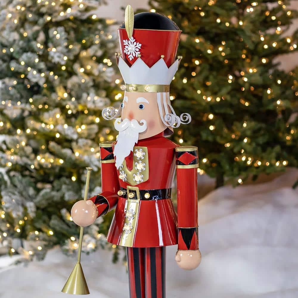 61 in. Tall Iron Christmas Nutcracker David with Trumpet and LED Lights