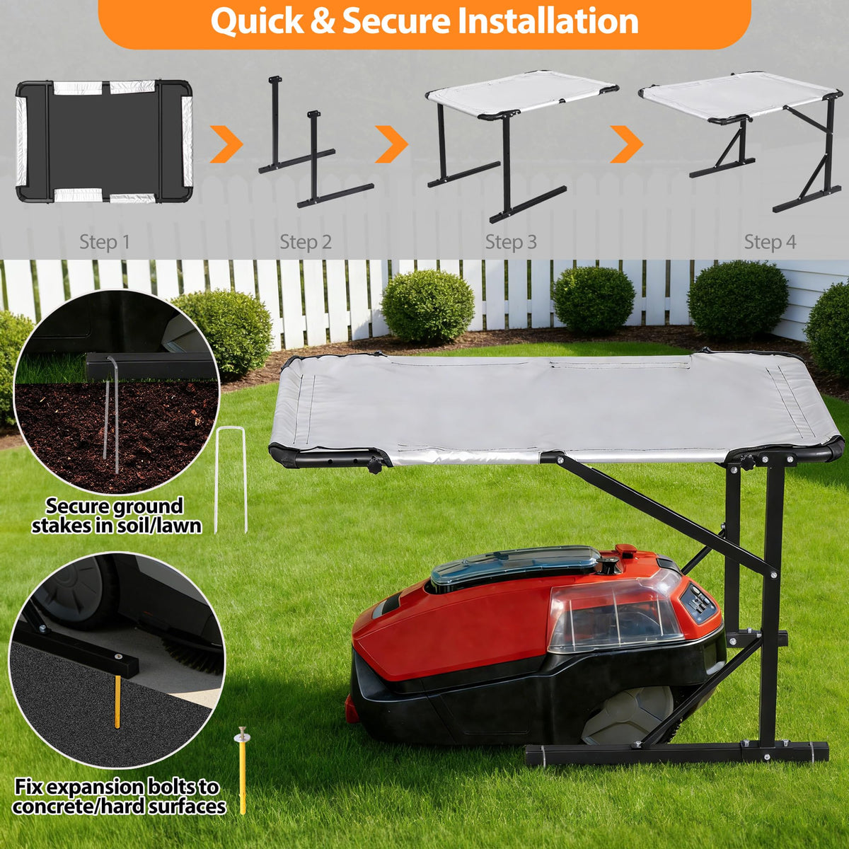 Universal Robot Mower Garage, Waterproof Outdoor Shelter with 2-Side Openable , All-Weather Protection for , Worx, Landroid,  Goat, Luba and More