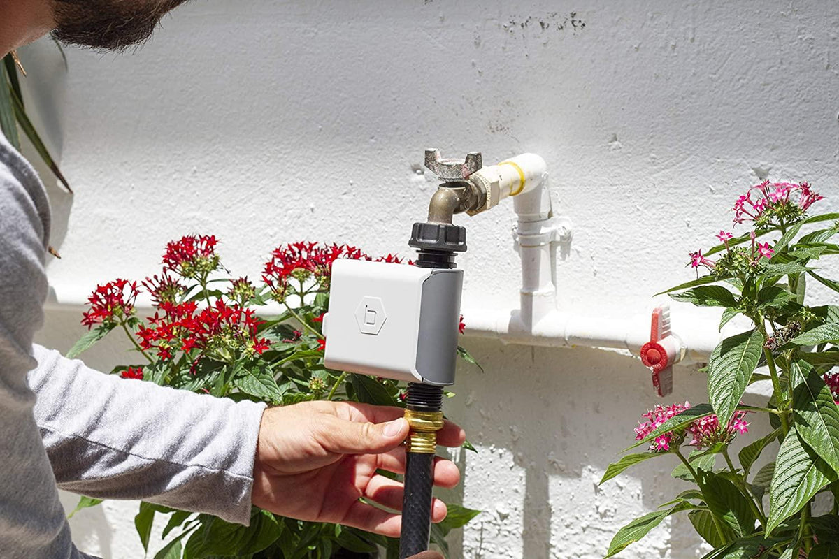 61015 Garden Box Drip Watering B-hyve Smart Hose Faucet Timer and Wi-Fi Hub Sprinkler Kit, Gray