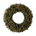 48 in. Prelit LED Large Flocked Artificial Christmas Wreath with Pinecones, 150 Clear LED Lights