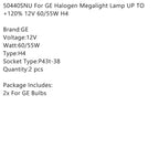 50440SNU For GE Halogen Megalight Lamp UP TO +120% 12V 60/55W H4 Generic