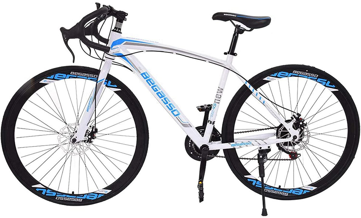 TEEGUI 26 inch Bikes Full Suspension s 21 Speed Road Bike 700C Wheels Road Bicycle Dual Disc Brake Bicycles,Steel Frame Bicycle,Bicycles for Men Women【White, Shipping from USA】