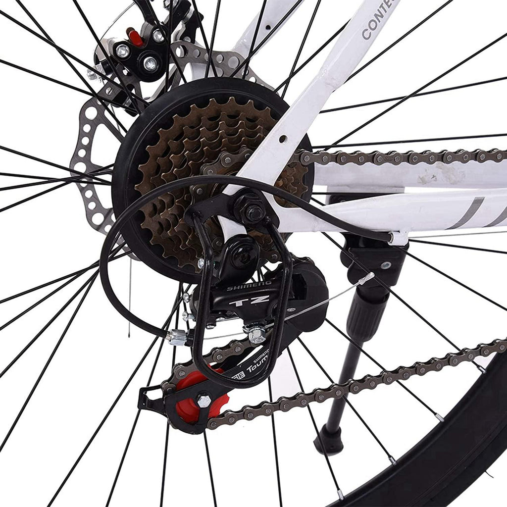 TEEGUI 26 inch Bikes Full Suspension s 21 Speed Road Bike 700C Wheels Road Bicycle Dual Disc Brake Bicycles,Steel Frame Bicycle,Bicycles for Men Women【White, Shipping from USA】