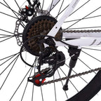 TEEGUI 26 inch Bikes Full Suspension s 21 Speed Road Bike 700C Wheels Road Bicycle Dual Disc Brake Bicycles,Steel Frame Bicycle,Bicycles for Men Women【White, Shipping from USA】