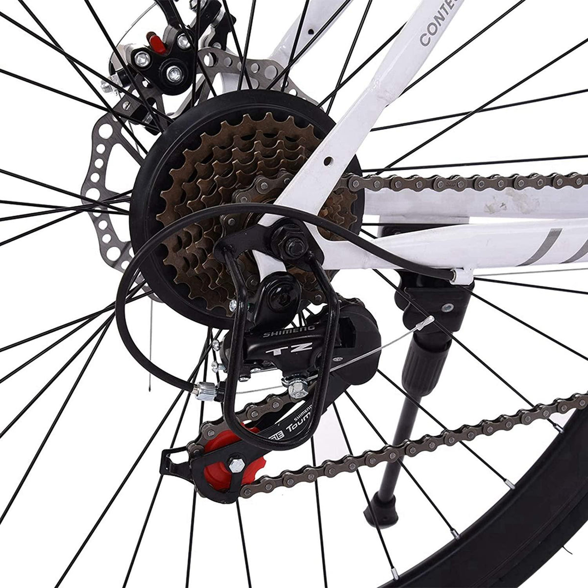 TEEGUI 26 inch Bikes Full Suspension s 21 Speed Road Bike 700C Wheels Road Bicycle Dual Disc Brake Bicycles,Steel Frame Bicycle,Bicycles for Men Women【White, Shipping from USA】