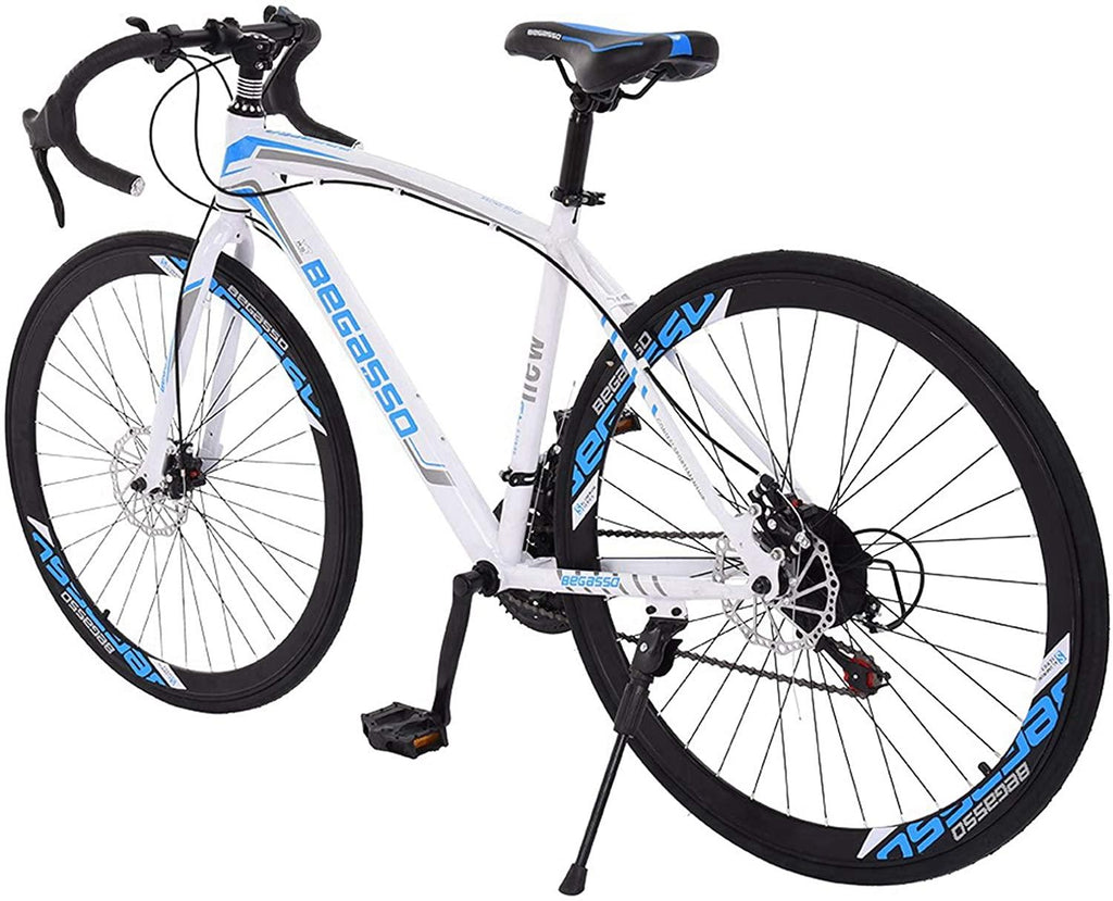 TEEGUI 26 inch Bikes Full Suspension s 21 Speed Road Bike 700C Wheels Road Bicycle Dual Disc Brake Bicycles,Steel Frame Bicycle,Bicycles for Men Women【White, Shipping from USA】