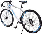 TEEGUI 26 inch Bikes Full Suspension s 21 Speed Road Bike 700C Wheels Road Bicycle Dual Disc Brake Bicycles,Steel Frame Bicycle,Bicycles for Men Women【White, Shipping from USA】