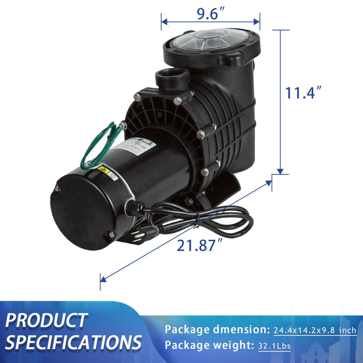 110-120v swimming pool portable pump motor w/ filter above ground 1.0hp inground