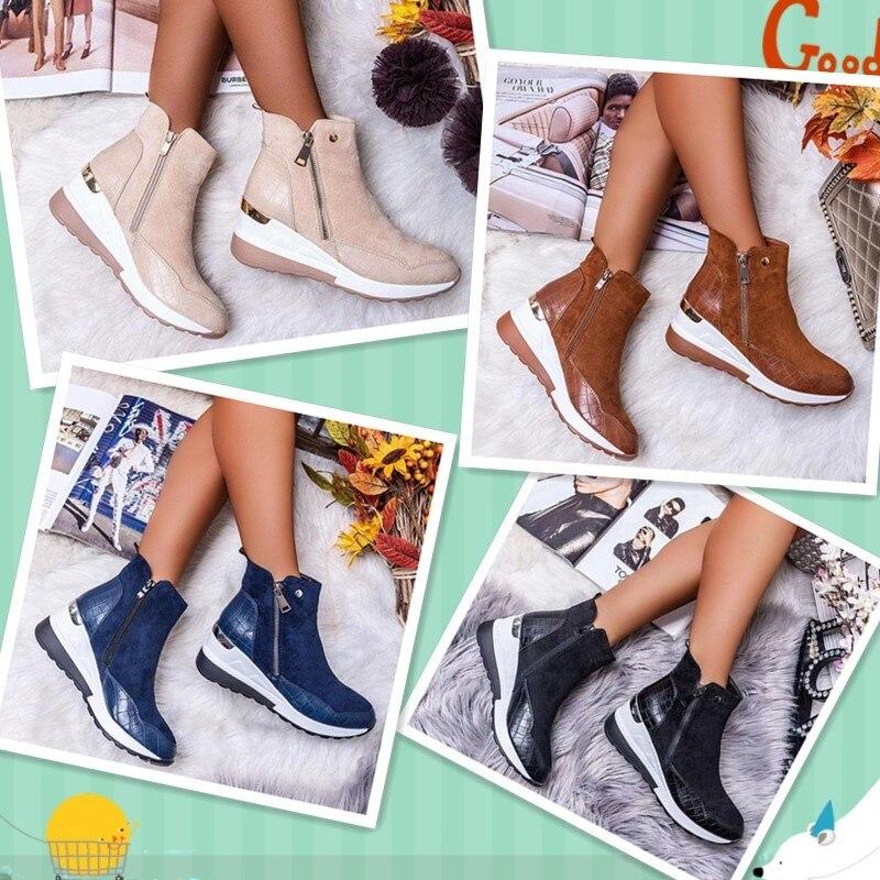 Women's Comfortable High Top Platform Zipper Shoes