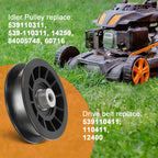539110311 539110411 Drive Idler Pulley Drive Belt Kit Fits for  Z254F Z200 460ZX Lawn Mower Tractor, Replace 607163 14259 12400