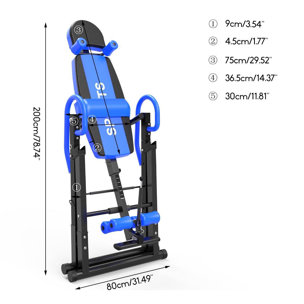 Foldable Gravity Heavy Duty Reversible Inversion Table with Headrest, Adjustable Protective Belt Back Stretcher Machine for Pain Relief Therapy Home Gym Fitness Chiropractic Back Reflexology Mat