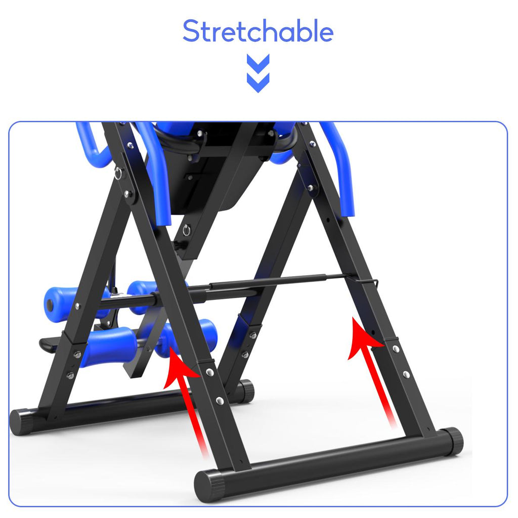 Foldable Gravity Heavy Duty Reversible Inversion Table with Headrest, Adjustable Protective Belt Back Stretcher Machine for Pain Relief Therapy Home Gym Fitness Chiropractic Back Reflexology Mat