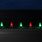 Opticore LED C9 Smooth Ceramic-Style Red and Green Christmas Lights with Shatterproof Christmas Bulbs, 50 Lights, 50’
