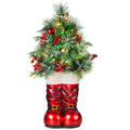40 in. Battery Operated Christmas Santa Boots with Pre-Decorated Greenery, Lights
