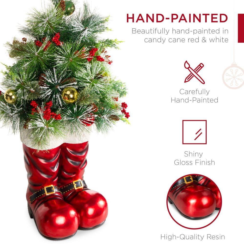 40 in. Battery Operated Christmas Santa Boots with Pre-Decorated Greenery, Lights