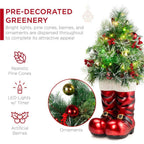 40 in. Battery Operated Christmas Santa Boots with Pre-Decorated Greenery, Lights