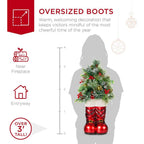 40 in. Battery Operated Christmas Santa Boots with Pre-Decorated Greenery, Lights