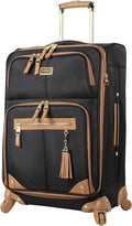 er Luggage Collection - Lightweight 24 Inch Expandable Softside Suitcase - Mid-size Rolling 4-Spinner Wheels Checked Bag (Harlo Black)