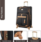 er Luggage Collection - Lightweight 24 Inch Expandable Softside Suitcase - Mid-size Rolling 4-Spinner Wheels Checked Bag (Harlo Black)