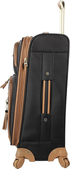 er Luggage - Checked Large 28 Inch Softside Suitcase - Expandable for Extra Packing Capacity - Lightweight Bag with Rolling Spinner Wheels (Harlo Black)