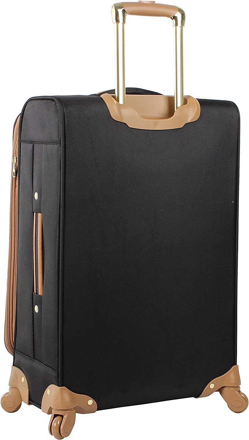 er Luggage Collection - Lightweight 24 Inch Expandable Softside Suitcase - Mid-size Rolling 4-Spinner Wheels Checked Bag (Harlo Black)