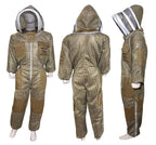 brutul bee 3 layer beekeeping ultralight ventilated suit with fencing veil (khaki, 5xl)