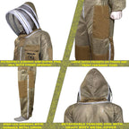 brutul bee 3 layer beekeeping ultralight ventilated suit with fencing veil (khaki, 5xl)