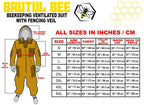 brutul bee 3 layer beekeeping ultralight ventilated suit with fencing veil (khaki, 5xl)