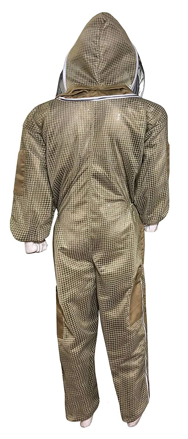 brutul bee 3 layer beekeeping ultralight ventilated suit with fencing veil (khaki, 5xl)