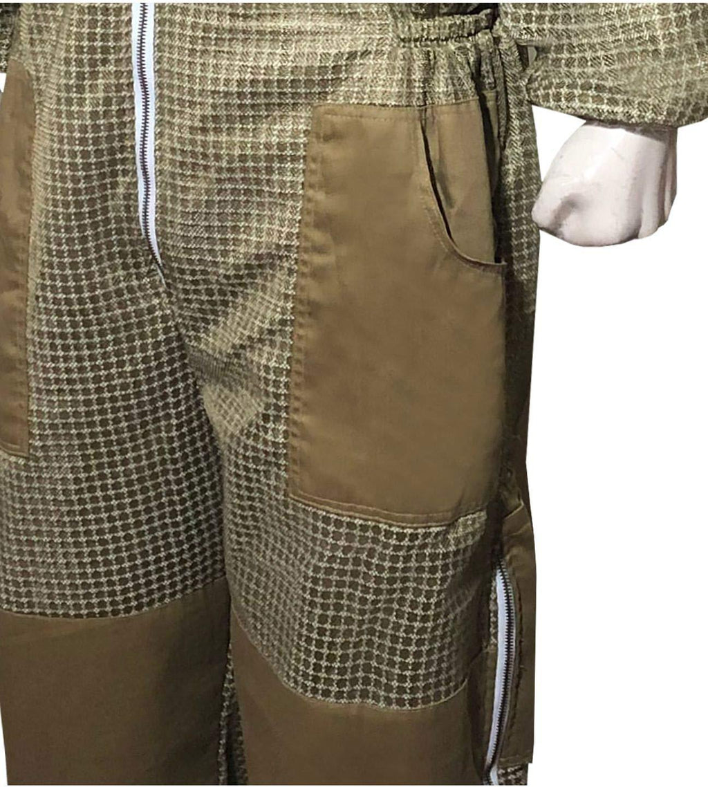 brutul bee 3 layer beekeeping ultralight ventilated suit with fencing veil (khaki, 5xl)