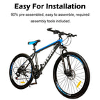 Hosim OTURE Mountain Bike 26 In. wheel, 21 speeds, High Carbon Steel Frame , for Men’s and Women’s Blue